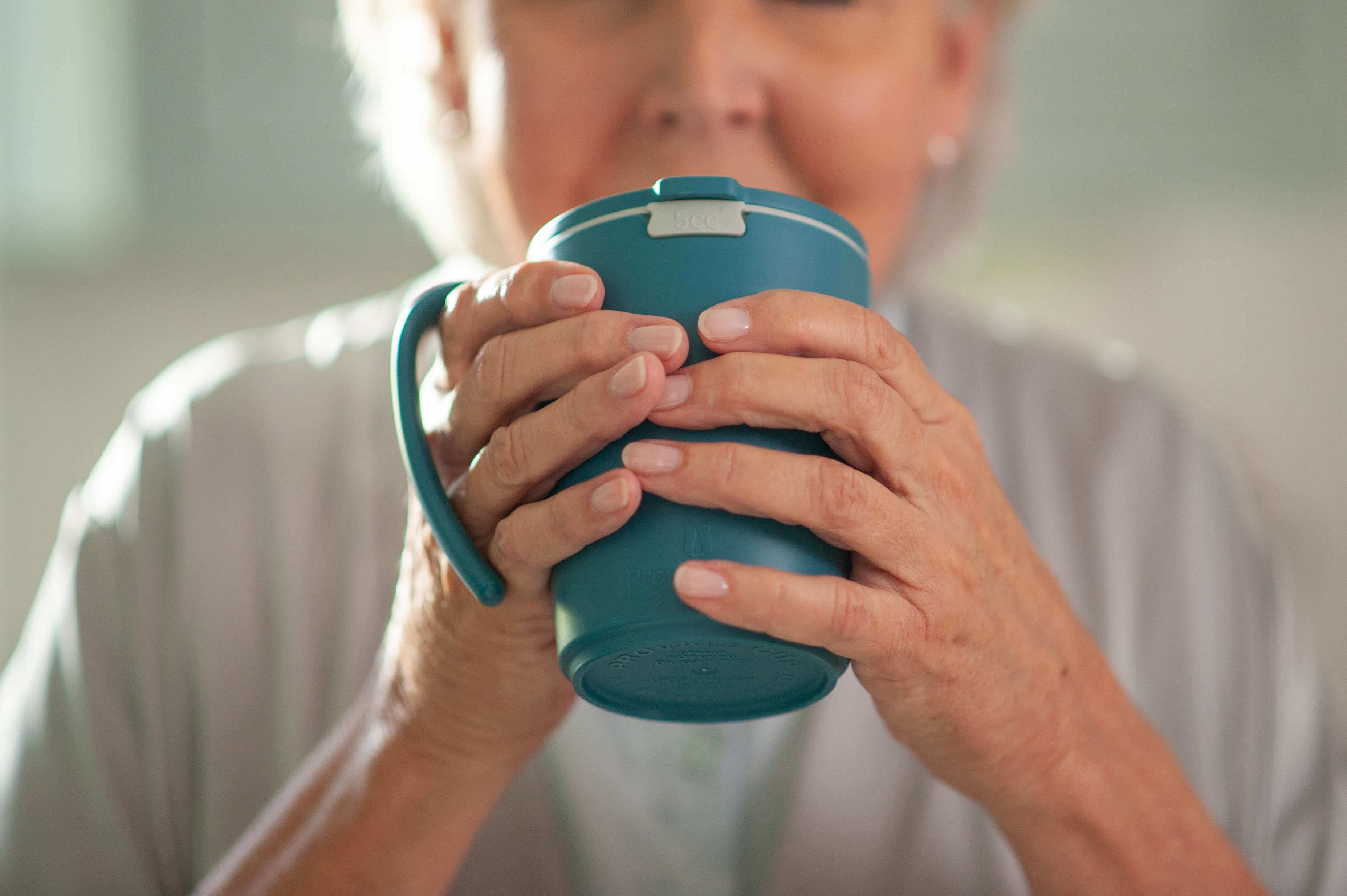 A person drinking from the Provale Cup
